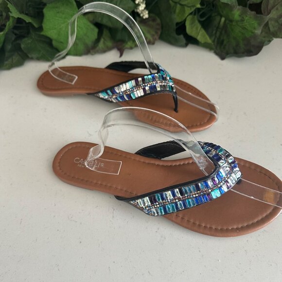 Capelli New York Beaded Thong Sandals Size 9 Brown & Multicolor - Picture 2 of 8